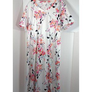 Ekouaer Midi Casual Tee Shirt Dress with Side Pockets Size XL